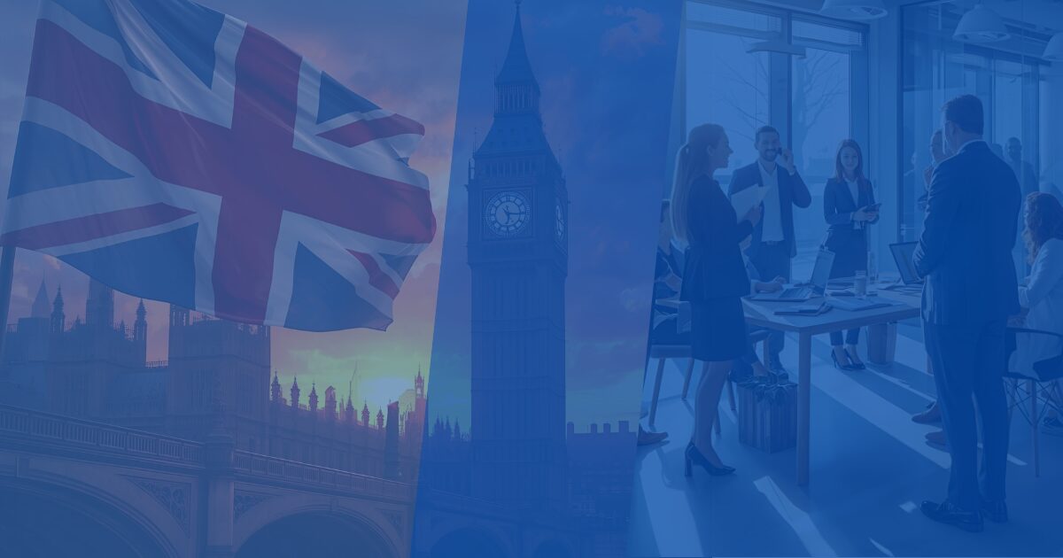 Personalberatung England Alexander Graham Team in London mit Big Ben und UK-Flagge